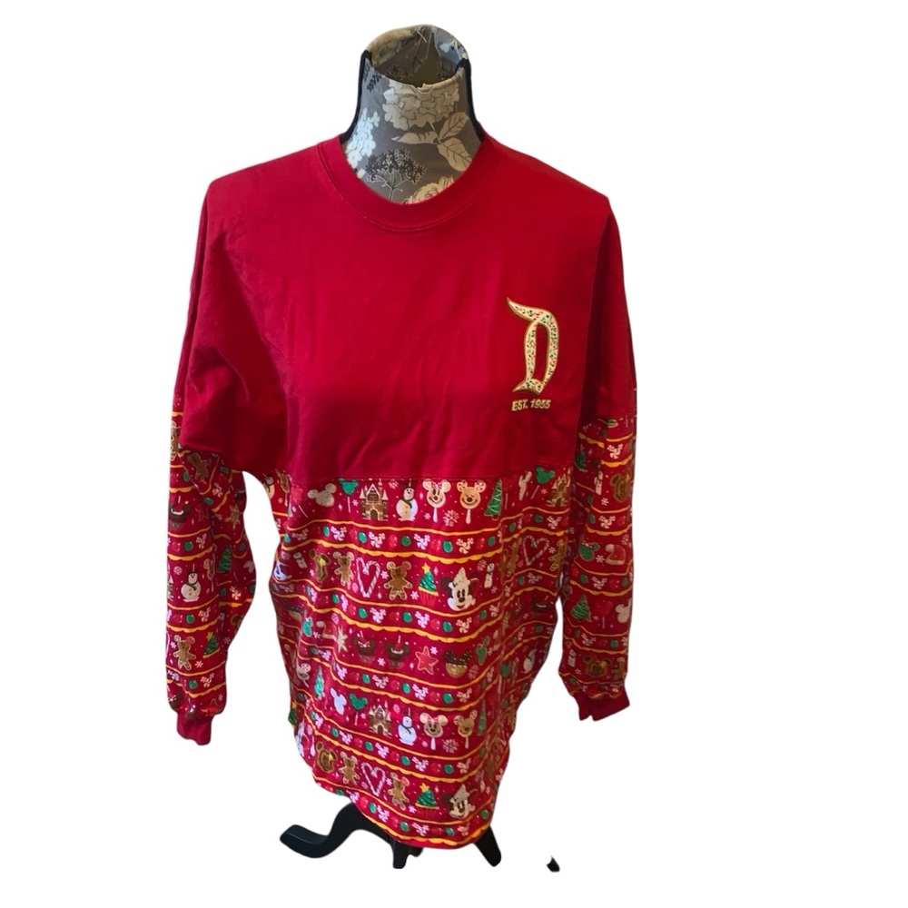 DISNEY Spirit Jersey Red and Gold Holiday Snacks size small
